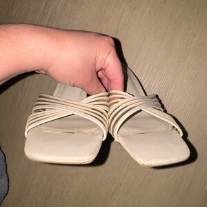 Zara Cream Strappy Kitten Heels